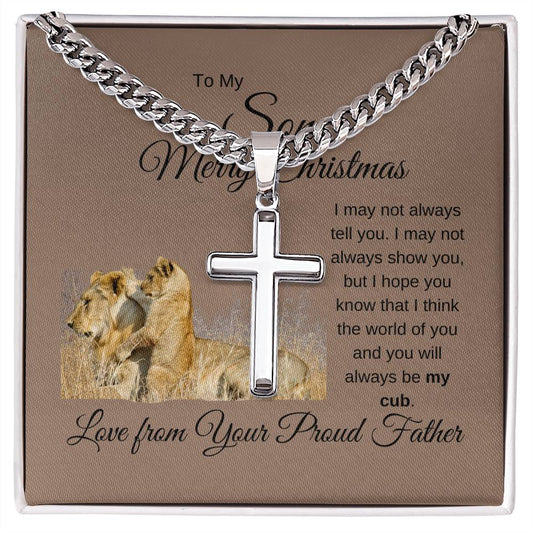 Cuban Chain with Artisan Cross and Necklace  - To Son From Proud Father