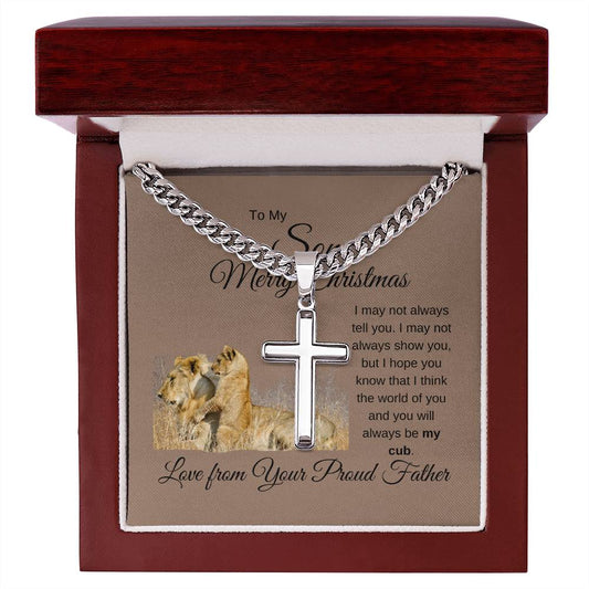 Cuban Chain with Artisan Cross and Necklace  - To Son From Proud Father